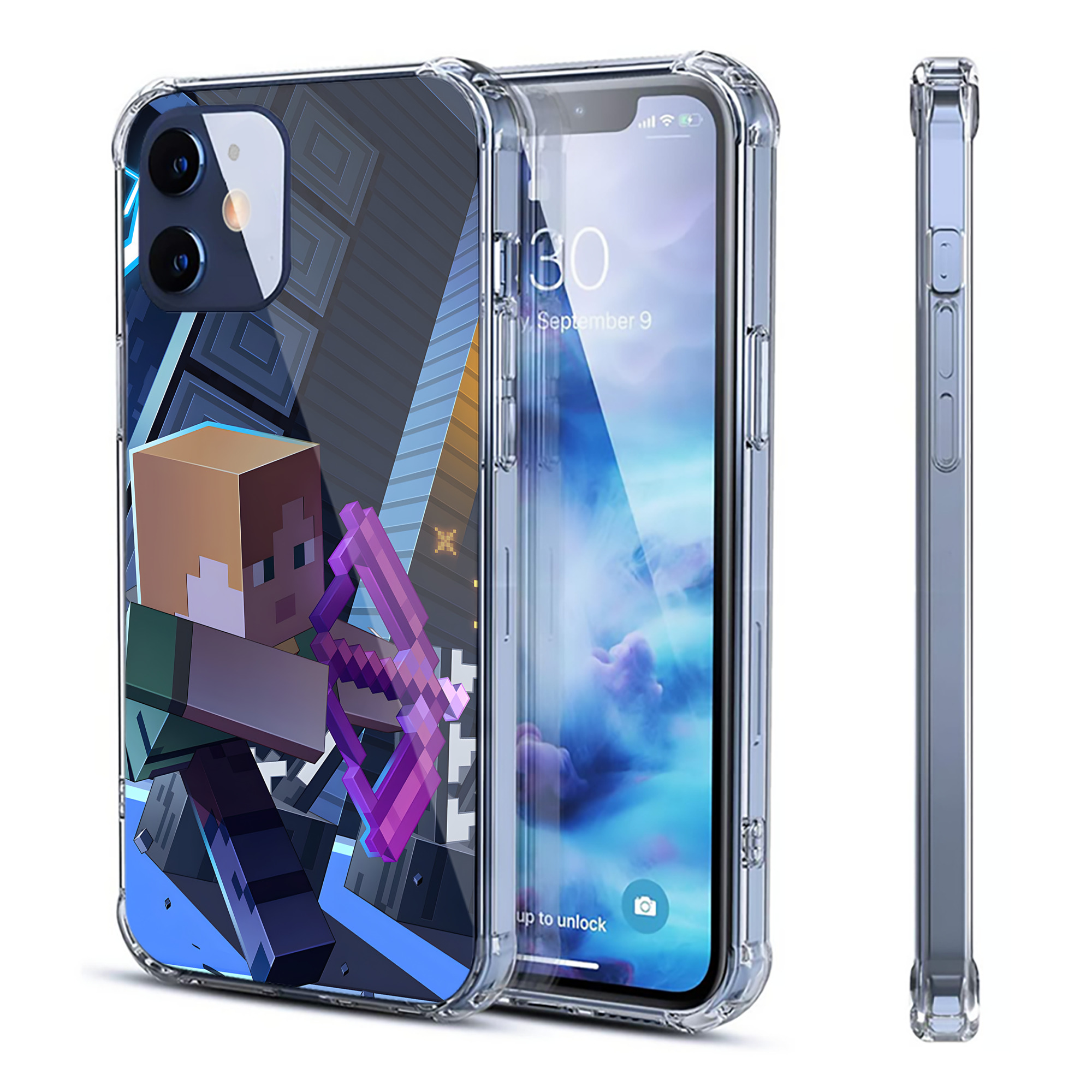 （画像用） マインクラフト ブロックの世界 Minecraft MC Block world 【iPhone 12シリーズ対応】透明スマホケース（クリアソフトケース）